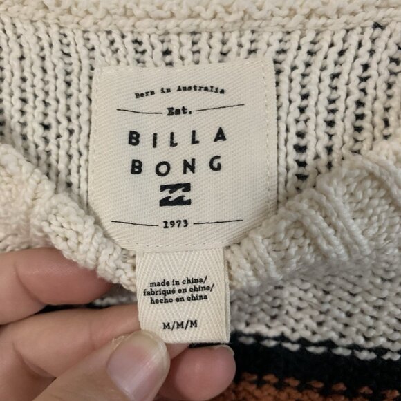 NWT Billabong Seeing Double Multicolored Crewneck Striped Sweater Size Medium - Picture 4 of 13